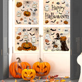 Vintage Halloween Window Clings – 6 Double-Sided PVC Sheets with Ghosts, Pumpkins, Cats & Bats