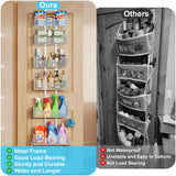 Hongtamoya Over-the-Door Metal Organizer – Adjustable 6-Basket Hanging Storage with Hooks for Home & Pantry (White)