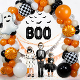 Halloween Baby Shower Balloon Garland Kit – Retro Burnt Orange, Black & White Boo Day Party Decorations