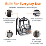 Amazon Basics Clear School Backpack with Water-Resistant PVC Material and Reinforced Shoulder Straps
