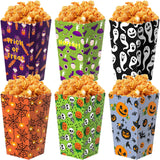 Roshtia 24 Pcs Halloween Theme Party Popcorn Favor Boxes in 6 Designs Snack Treat Box Candy Cookie Container Event Party Favor Supplies, Halloween Snacks(Figure)