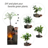 Three-Bowl Rock Tabletop Water Fountain with DIY Planter Basin & Warm LED Light (3-Bowl Rock)