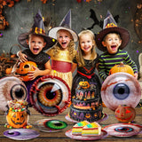Halloween Eyeball Plates Set – 96 Pcs Disposable Dinner & Dessert Plates with Scary Eyes Design for Spooky Parties