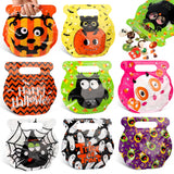 56 PCS Halloween Goodie Bags – Reusable Zip Treat Bags with Handles, 8 Cute Designs for Candy, Snacks & Party Favors