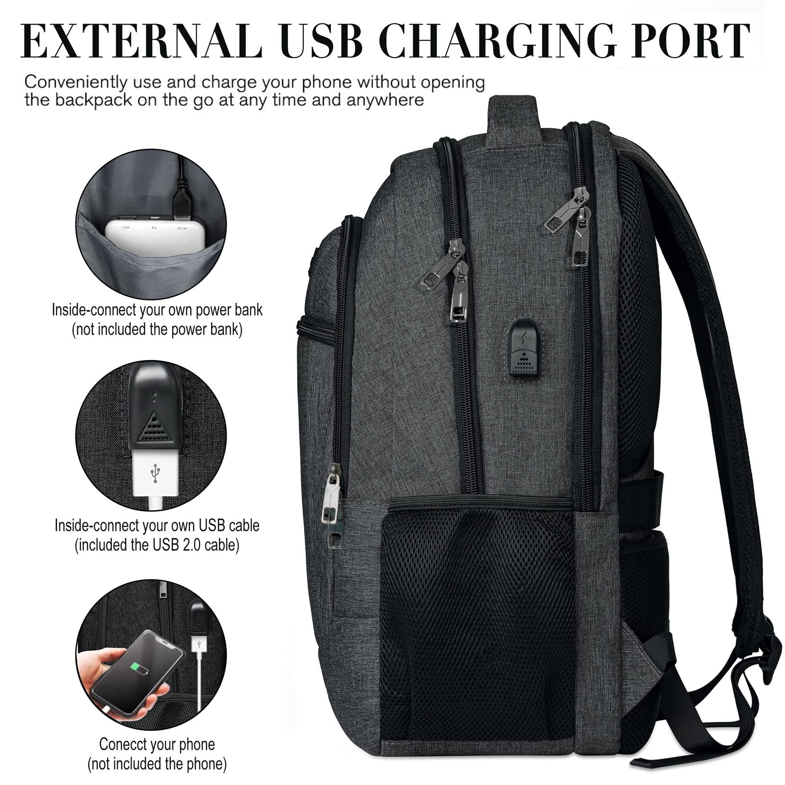 17-Inch Extra Large Laptop Backpack for School, Work & Travel – Water-Resistant USB Charging Backpack