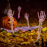 Purple & Orange Skeleton Arm Lights – Battery Powered Halloween Stakes with 8 Lighting Modes for Yard & Garden Décor