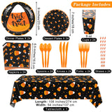 Halloween Candy Corn Party Tableware Set – 193 Pcs Plates, Cups, Napkins & Cutlery for 24 Guests