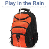 BOAVAN 15.6” Laptop Backpack with USB Port, RFID Pocket and Waterproof 1680D Nylon – Orange/Black
