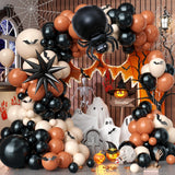 Halloween Balloon Arch Kit – Black, Green & Purple Garland with Ghost & Witch Foil Balloons + 3D Bat Stickers