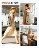 Women’s Large Carry-On Travel Backpack with Shoe Compartment & Wet Pocket – Flight Approved – Beige
