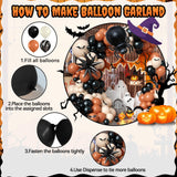 Halloween Balloon Arch Kit – Black, Green & Purple Garland with Ghost & Witch Foil Balloons + 3D Bat Stickers