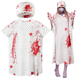 Bloody Hospital Patient Costume – Unisex Gown with Bloodstains & Gauze Bandage Set 🩸🏥