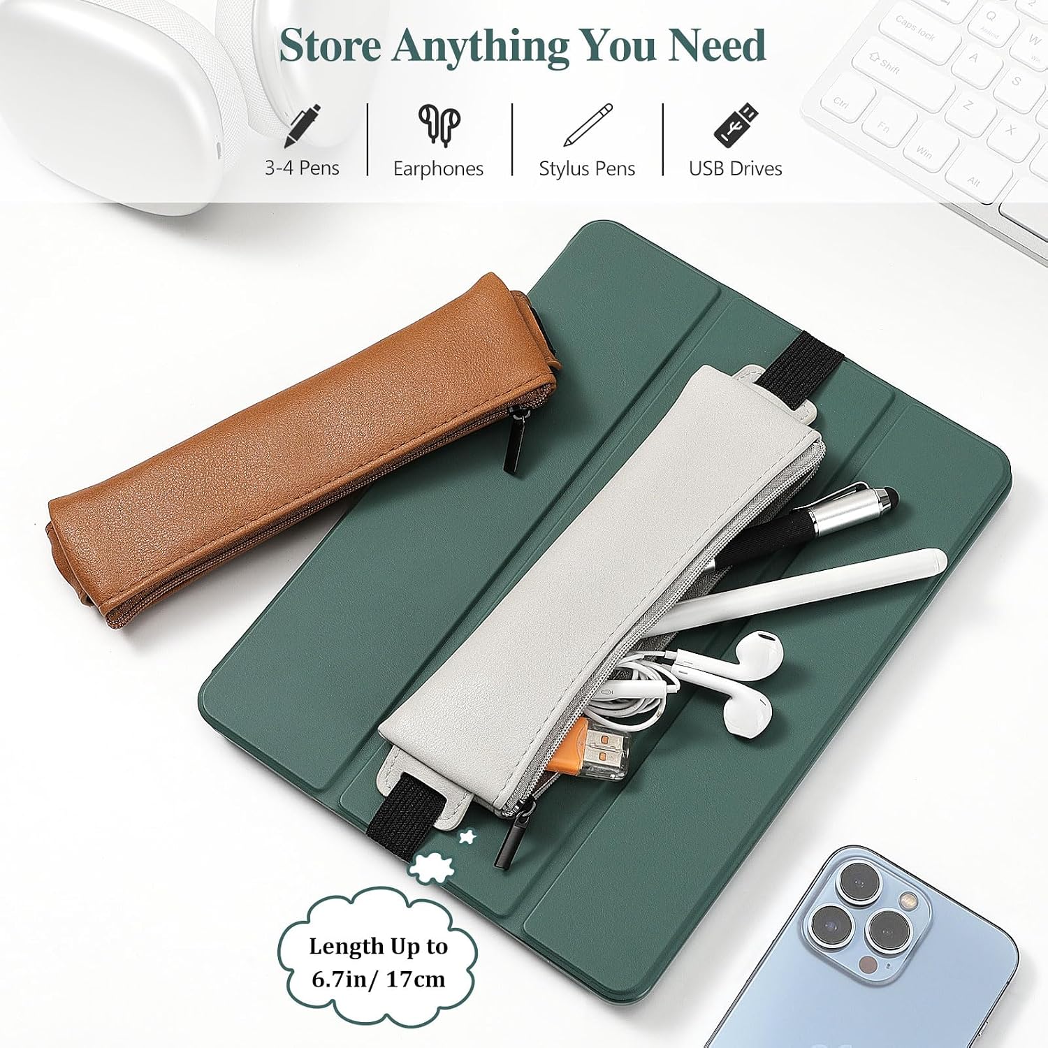 4-Pack Elastic Notebook Pen Holders with Zipper