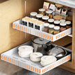 YJHome White Expandable Pull-Out Cabinet Organizer – No-Drill Adjustable Slide-Out Drawers with 3-Rail System (2 Pack)