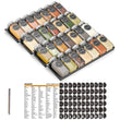 4-Tier Drawer Spice Organizer Set with 28 Glass Jars & 386 Labels – Metal In-Drawer Spice Rack System
