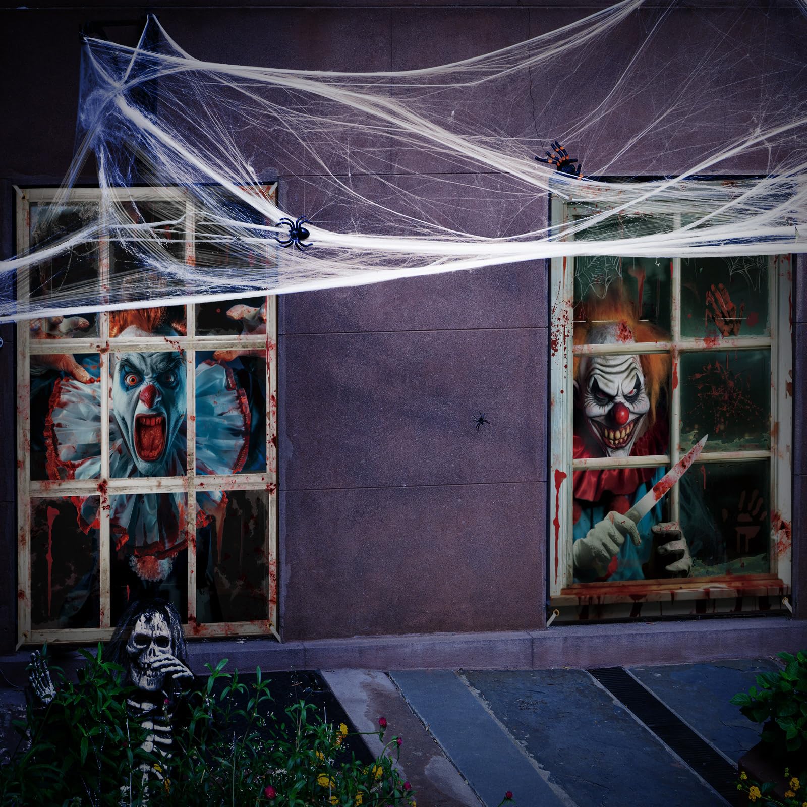 Clown-Themed Halloween Curtains – 2PCS Creepy Window Decorations for Haunted House & Party Décor