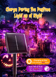 Purple Solar String Lights – 240 LED Outdoor Halloween Fairy Lights for Yard, Garden & Patio Decor (19.6 ft)