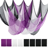 Halloween Creepy Cloth Set – 8 Pack Stretchable Gauze Fabric in Black, White & Purple for DIY Haunted Decorations (30x70 Inches Each)