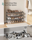 SONGMICS 3-Tier Metal Shoe Rack – Stackable, Flip-Design Shoe Organizer for Entryway & Closet (Black)