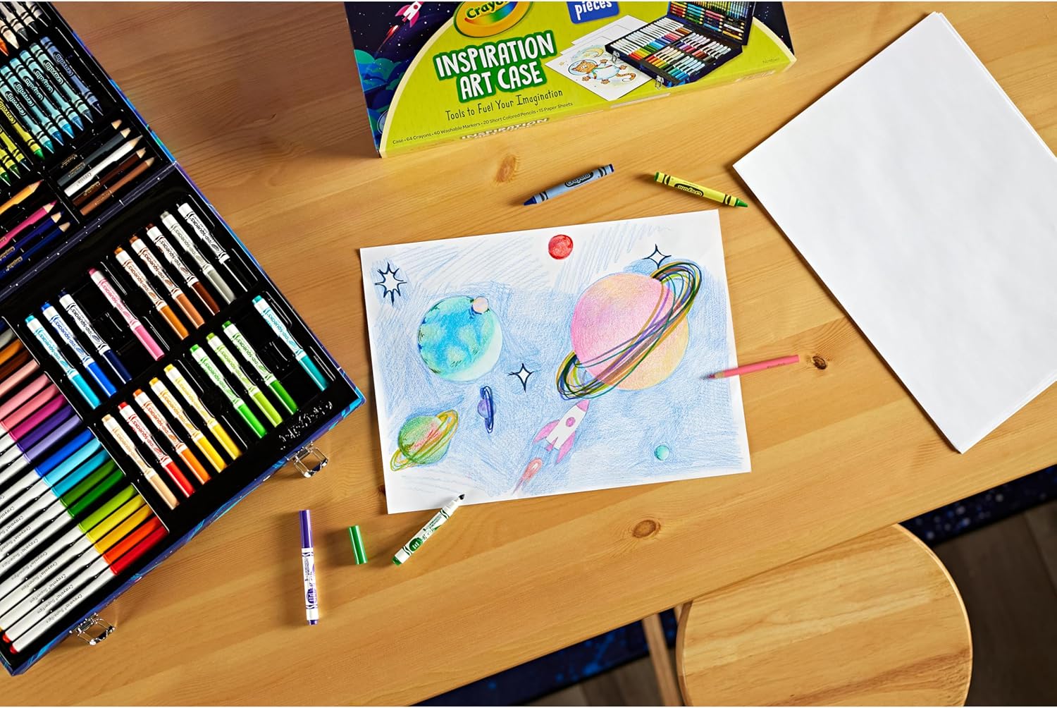 140-Piece Space-Themed Kids Art Case and Coloring Set