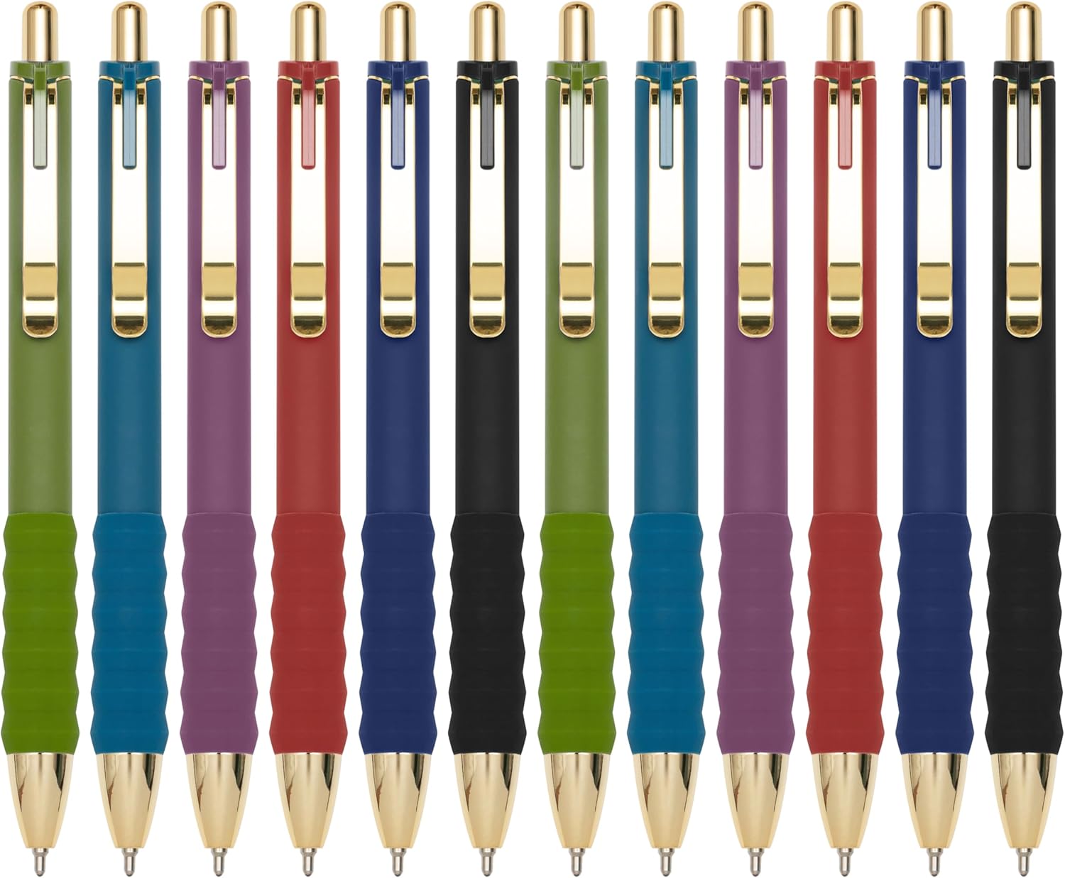 12-Pack Gold Retractable Black Ink Ballpoint Pens