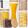 HD Clear Glass Pantry Jars with Bamboo Lids – 5-Piece Borosilicate Storage Set (Multi Size)