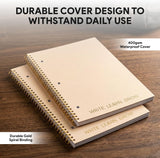 Elegant 5-Pack College Ruled Spiral Notebooks with Gold Accents and Binder-Ready Pages