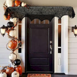 Black Lace Spider Web Mantel Scarf – Elegant Halloween Fireplace Decoration for Spooky Home Décor (18x96 Inches)