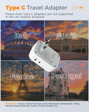 European Travel Plug Adapter with USB-C – 7 in 1 EU Power Adapter with 4 Outlets and USB Ports
