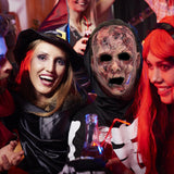 Bloody Zombie Mask – Realistic Red Latex Horror Mask with Scars & Brown Hair 🧟‍♂️🔥