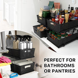 2-Tier Pull-Out Under Sink Organizer – Black Sliding Drawer Storage for Bathroom & Cabinets