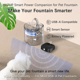 HAPUP 5000mAh Smart Backup Battery Companion for Cat Water Fountain – Motion Sensor & Digital Display (Black)