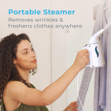 Portable Handheld Travel Garment Steamer with Fast Heat, Auto Shut-Off and Compact Wrinkle Remover System