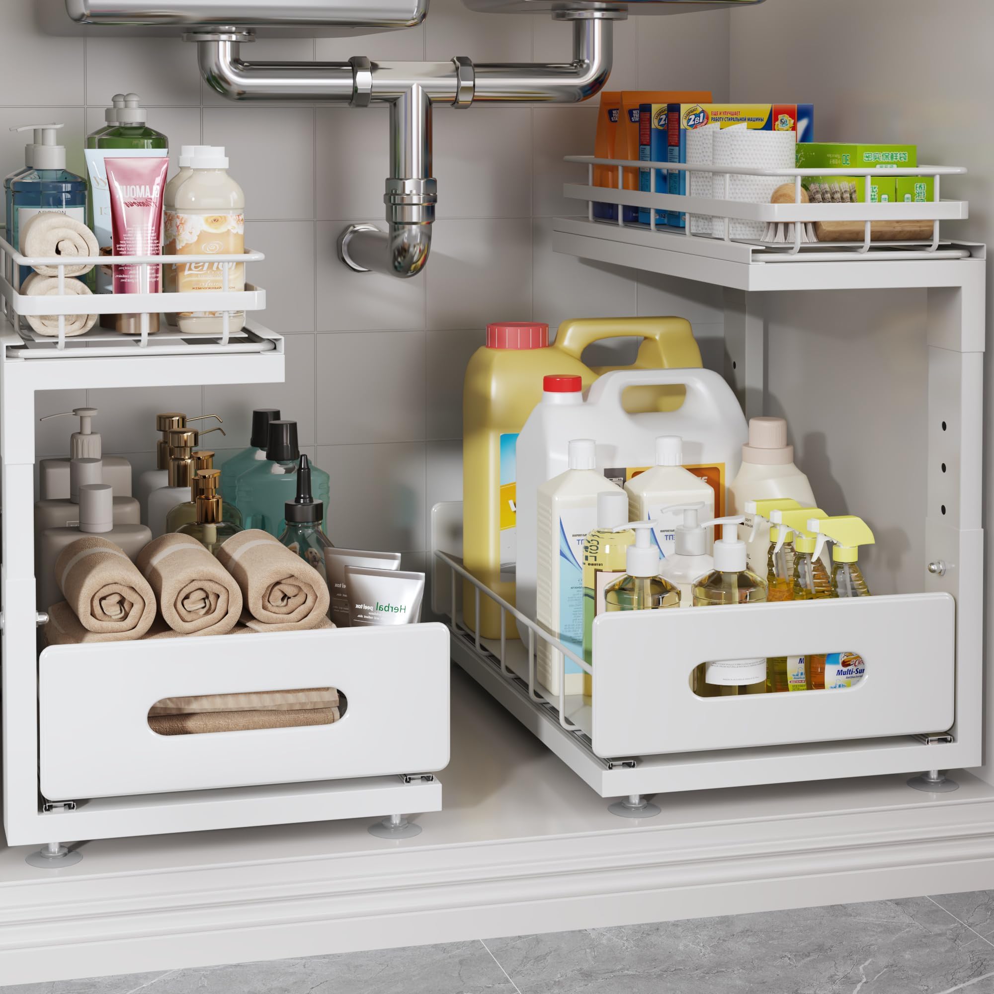 WAKISA Transparent 3-Tier Pull-Out Organizer – Modular Clear Storage Drawers with Adjustable Dividers
