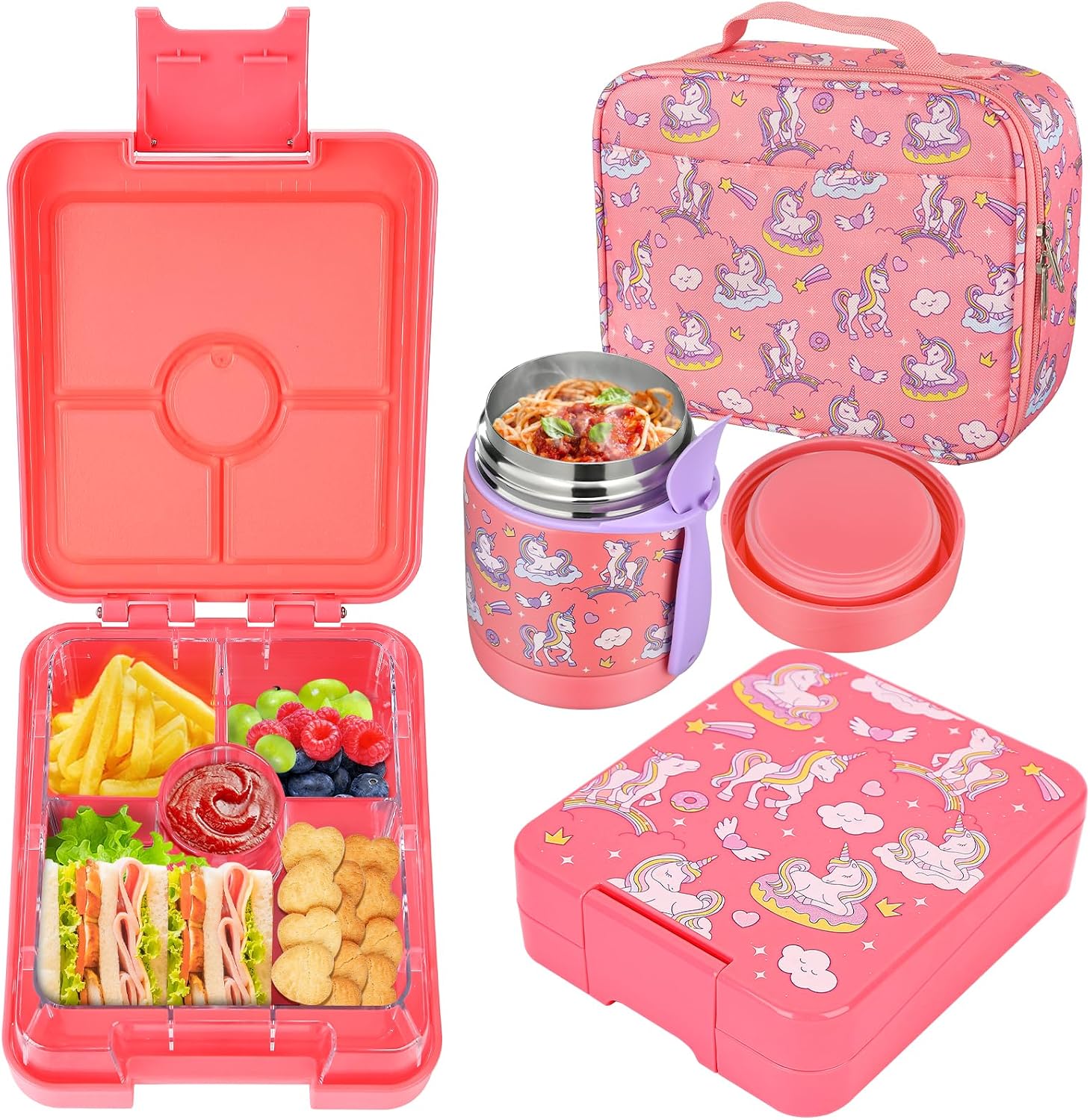 Pink Horse Bento Set with 10 oz Insulated Food Jar