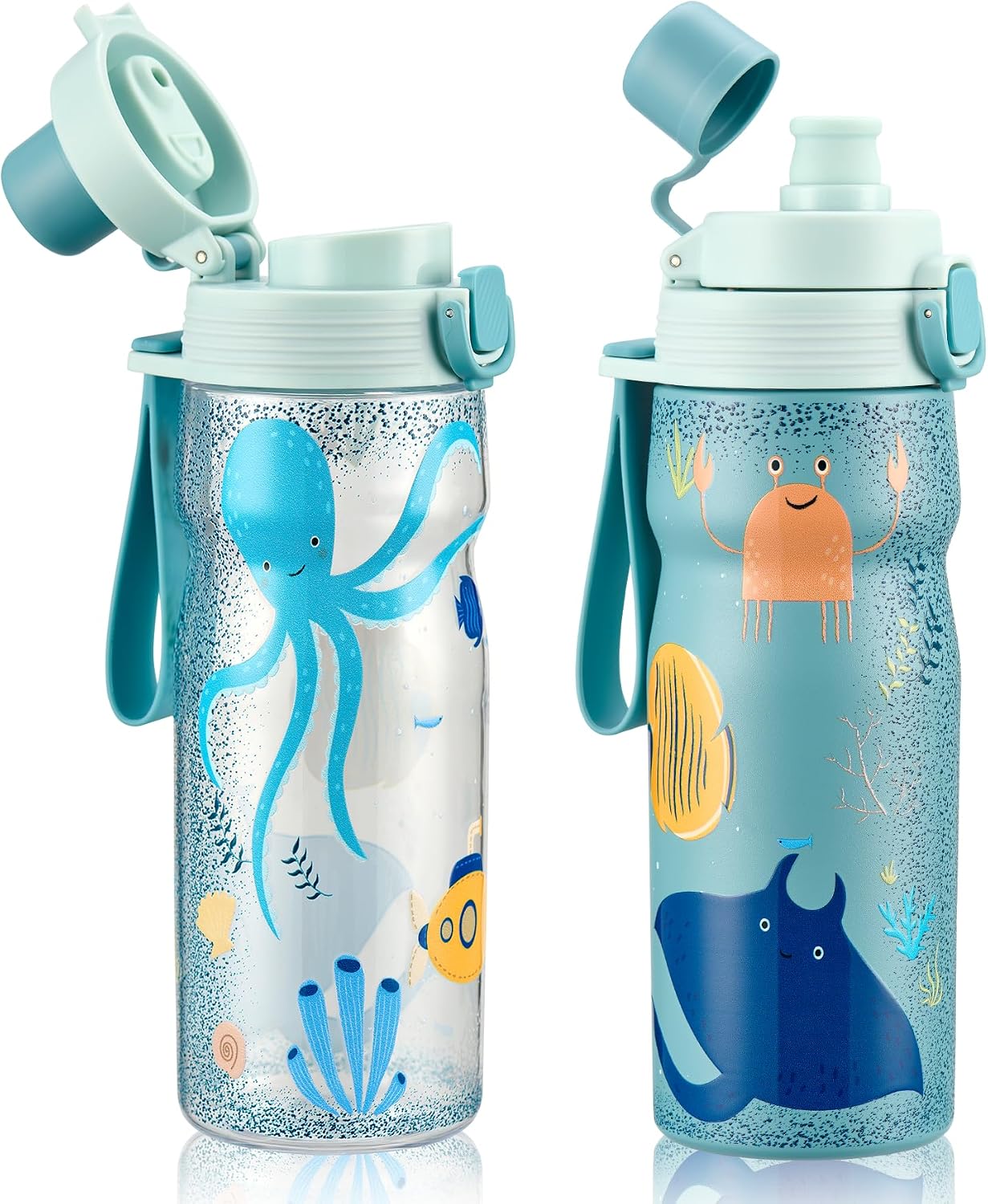 Kids Water Bottle Set – 17 oz Insulated Stainless Steel & 24 oz Leakproof Tritan Sports Bottle