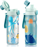 Kids Water Bottle Set – 17 oz Insulated Stainless Steel & 24 oz Leakproof Tritan Sports Bottle
