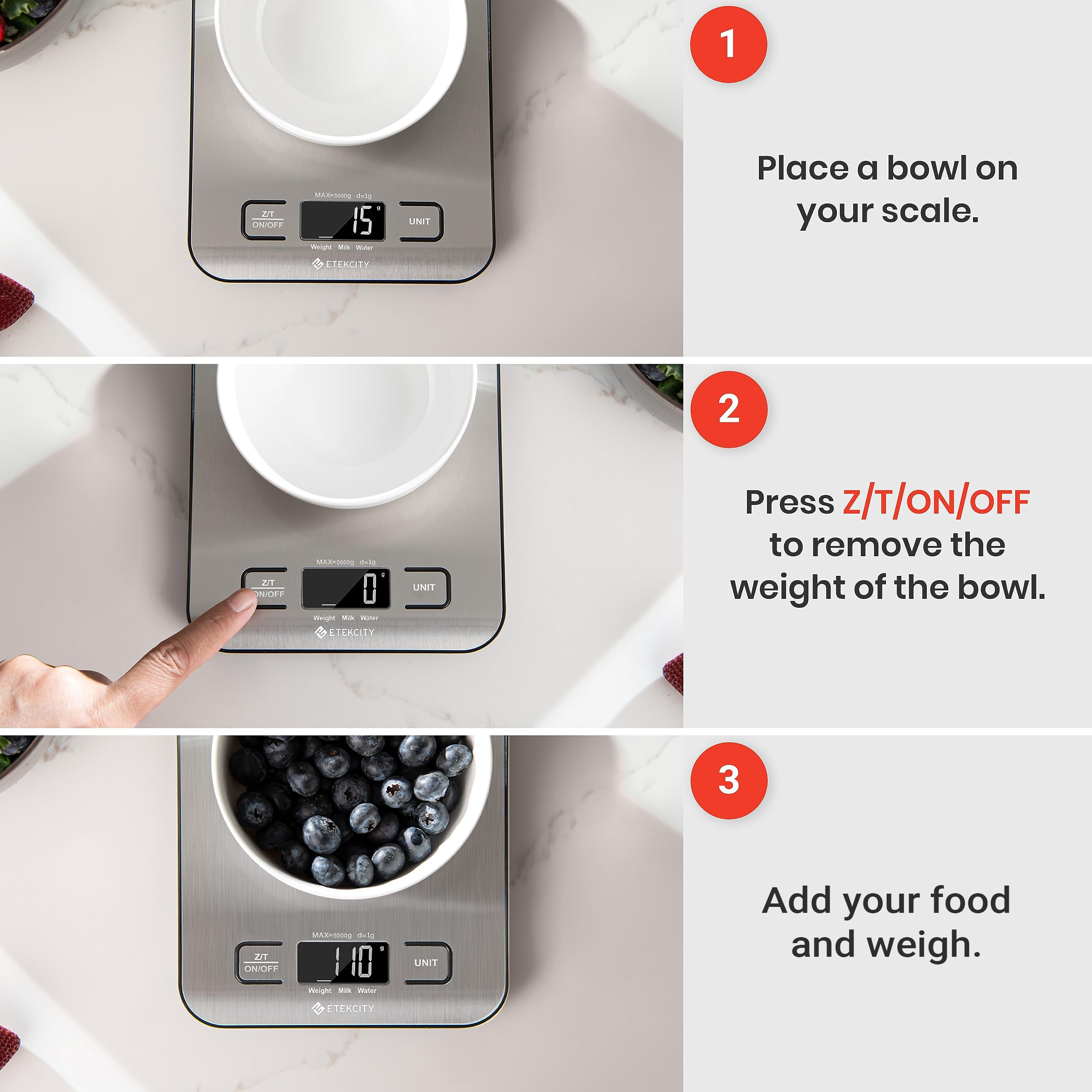 Digital Kitchen Scale with LCD Display – Precision Stainless Steel Food Scale (11 lb / 5 kg)