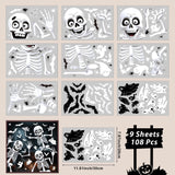 108-Piece Halloween Window Decals – Ghosts, Bats & Skeletons Static Clings for Home, Party & Car Decorations 👻🕸️
