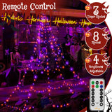 Halloween Spiderweb Lights – 266 LED Orange & Purple Outdoor Web with Remote, 8 Modes & Timer (9.8ft, IP67 Waterproof)