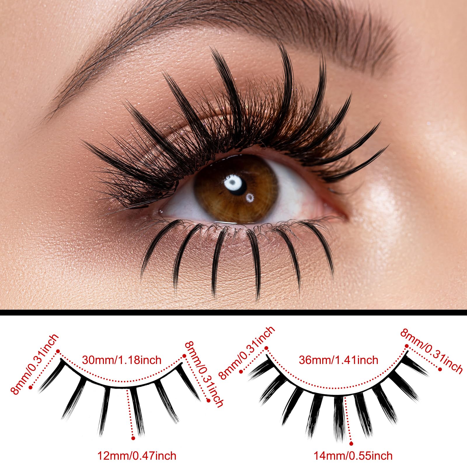 Red Long Wig & False Eyelash Set – Halloween Costume Accessories for Women 💋🎃