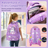 Purple Unicorn School Backpack Set with Lunch Bag