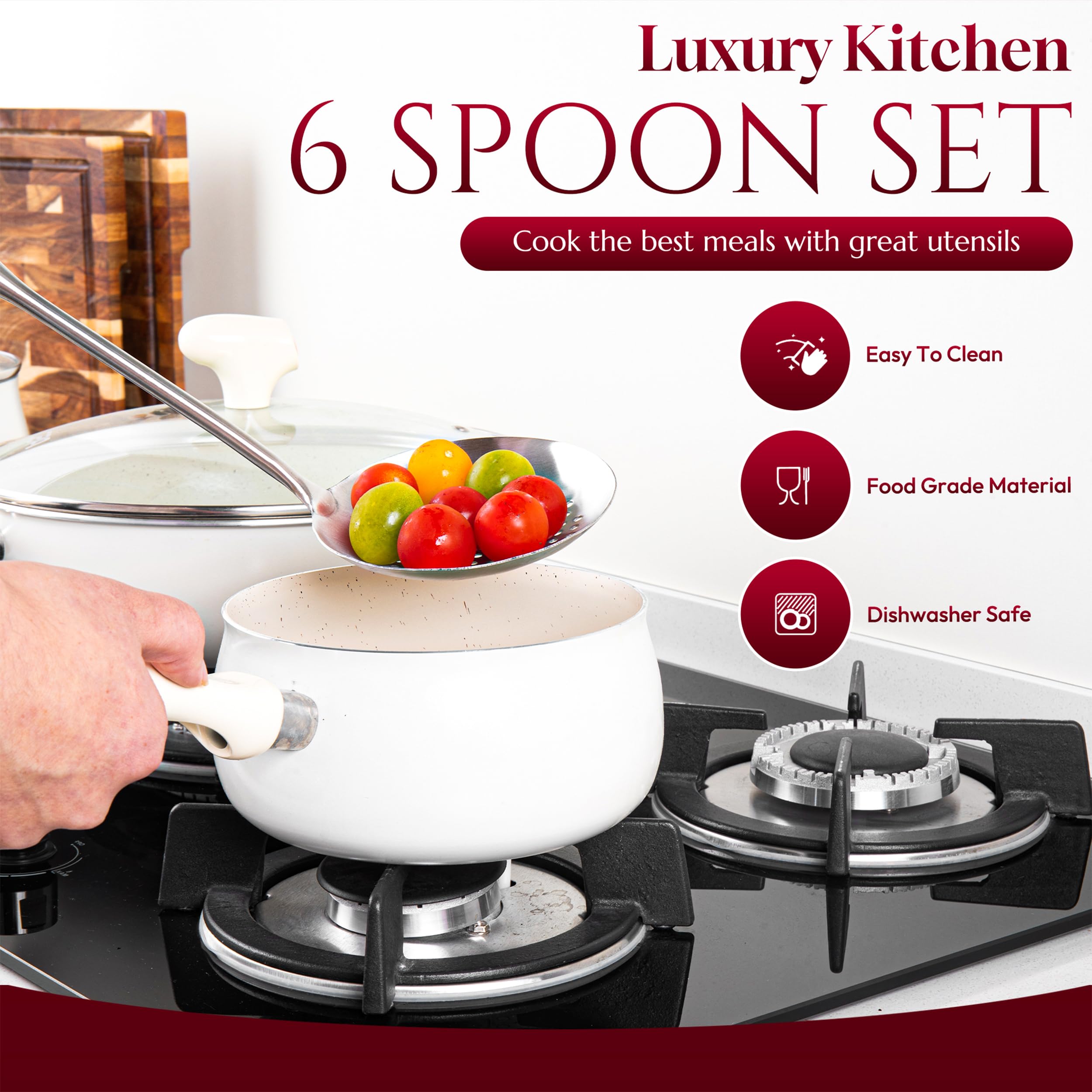 6-Piece Premium Stainless Steel Cooking Utensil Set with Ergonomic Handles – Silver