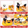 24PCS Halloween Candy Corn Wooden Ornaments – Cute Kawaii Candy Theme Hanging Decorations with Burlap Rope (8 Styles, Orange)