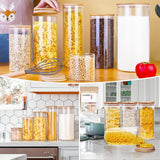 HD Clear Medium Glass Jars with Bamboo Lids – 8-Piece Borosilicate Pantry Storage Set (28 oz)