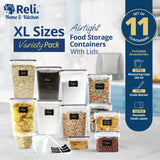 11-Piece XL Airtight Food Storage Containers Set – BPA-Free Leak-Proof Stackable Pantry Organizer with Labels