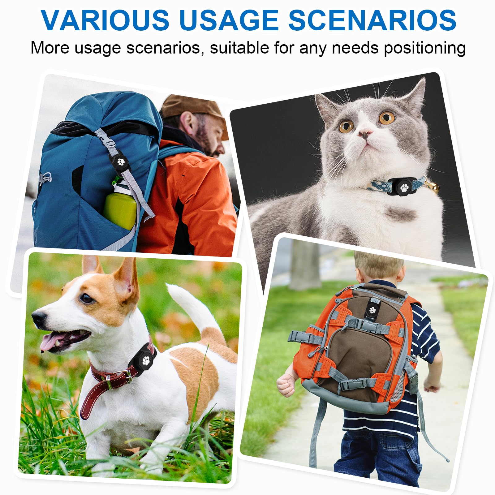 Smart Pet Tracker for Android, Waterproof GPS Tag for Cats & Dogs, No Subscription Required, Lightweight Silicone Collar Holder