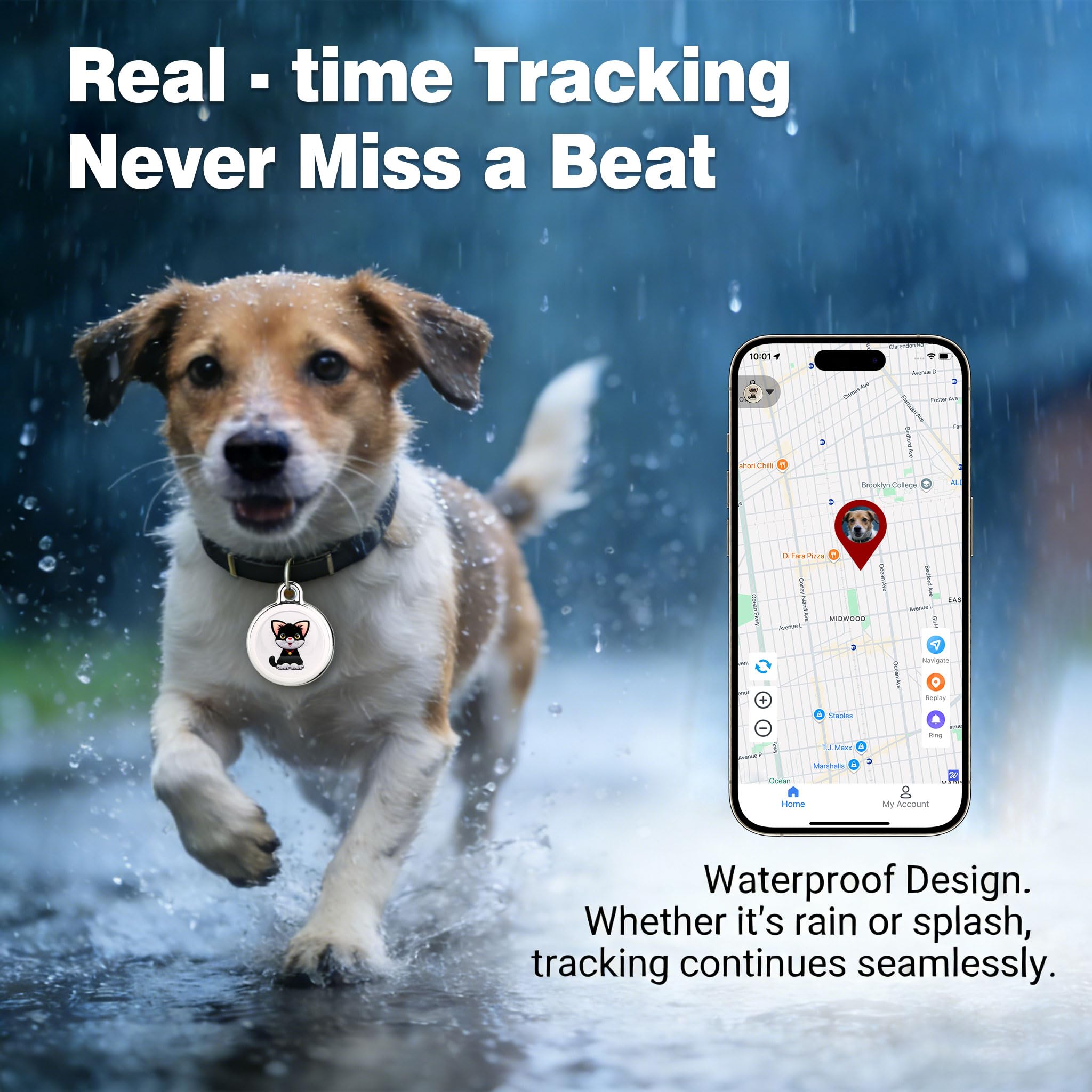 Ultra-Light Cat GPS Tracker, No Subscription, 365-Day Battery, Waterproof Smart Pet Locator with App Tracking & History Monitoring