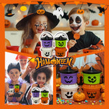 4-Pack Mini Halloween Candy Buckets – Pumpkin, Ghost, Witch & Monster Design Trick-or-Treat Set