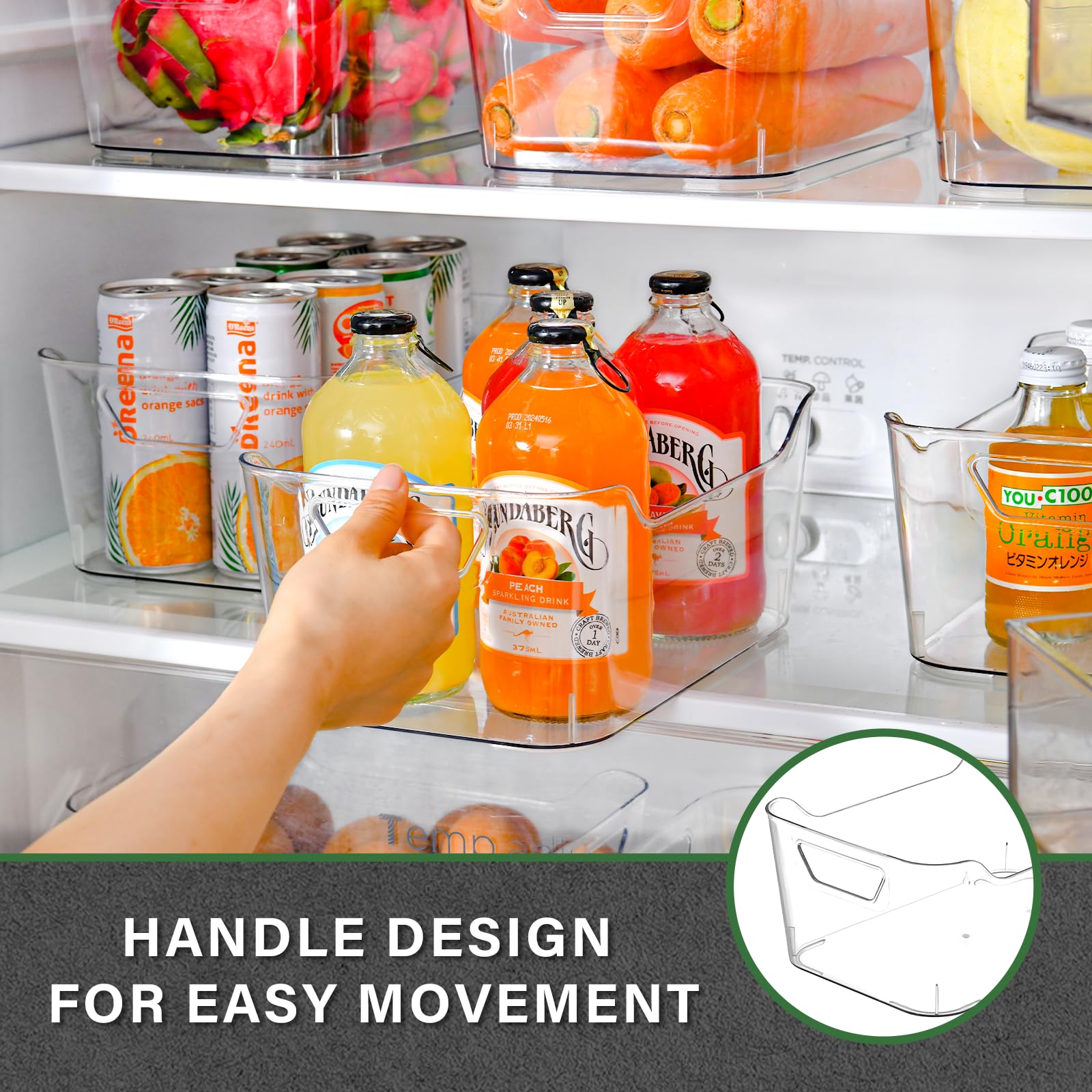 Transparent Acrylic Storage Bins with Handles – Stackable Pantry & Home Organizer